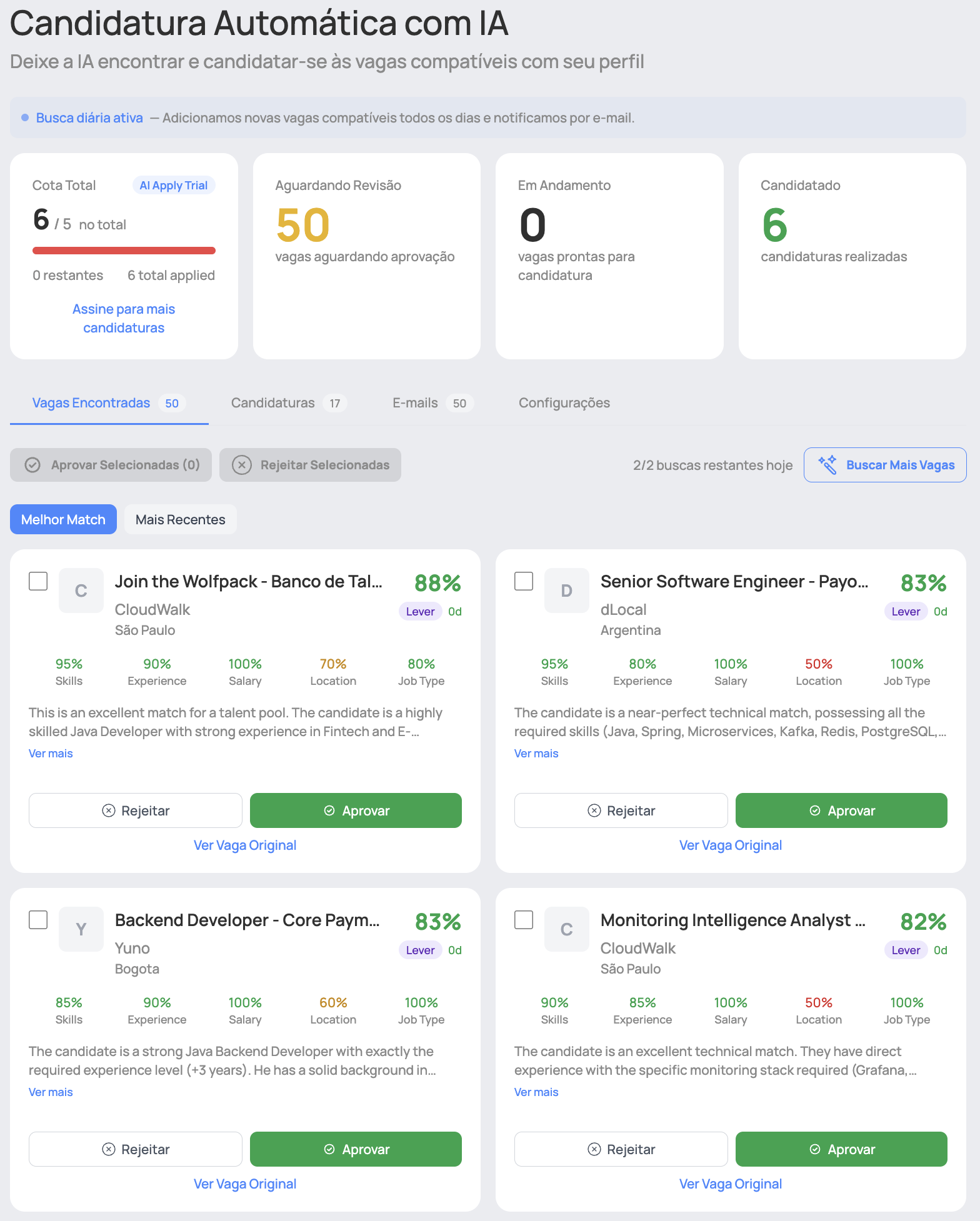 AI Auto-Apply dashboard